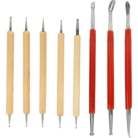 Kit de herramientas para tallar cuero de 8 piezas, lápiz de doble punta, cuchara, taladro. (1/5)