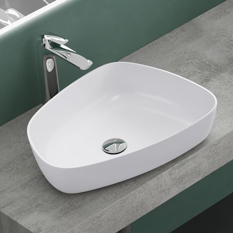 Mai & Mai Vasque à Poser Blanc Mat Lavabo Salle de Bain Évier Lave Mains sans trop-Plein Col806 (1/5)