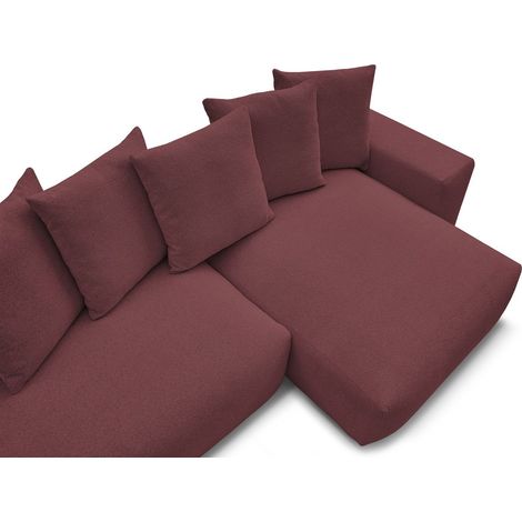 BOBOCHIC - Canapé d'angle fixe réversible VOLTAIRE tissu chiné Rouge (1/5)