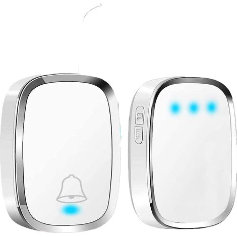 Wireless Doorbell, Waterproof Twin Wall Plug-in Cordless Door Chime Kit with 300m/10000ft Range, 36 Chimes, 4-Level Volume & Blue Light, Best for Plug in Door Entry Bell (1/5)