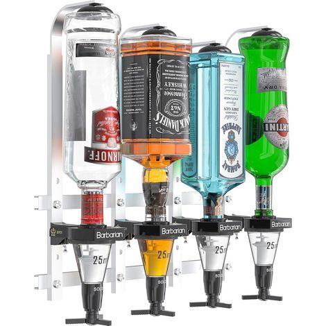 Distributeur De Boissons Alcoolisées - 4 Bras À Ressort Pour Bouteilles 70 Cl Ou 1 L - Fixation Murale - 4 Doseuses De 30 Ml - 1 Pièce