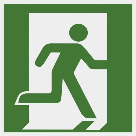 Metafranc Hinweisschild Notausgang rechts 150 x 150 mm nachtleuchtend Warnschilder