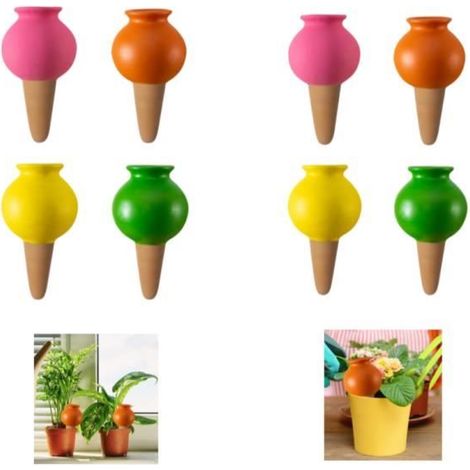 8 Stück automatische Bewässerungsspitzen aus Terrakotta, Bewässerungsstäbe für Pflanzen, dekorative Selbstbewässerungsstäbe