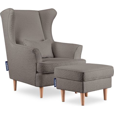 KONSIMO Klassische Sessel Gepolsterter und Sitzhocker "STRALIS", Beige, Stoff, Classic, 82x108x80 cm (1/5)