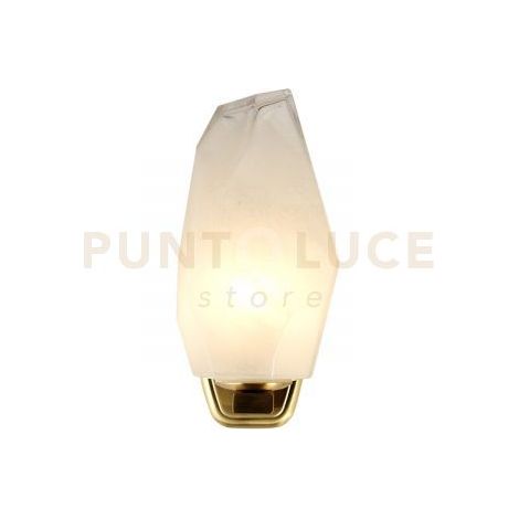 Lampada da parete Rocky 1Lt, metallo ottone satinato e vetro