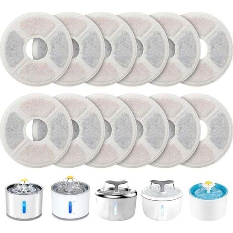 Lot de 12 filtres à charbon actif triple action pour abreuvoirs pour chats de 2 à 2,5 litres (1/4)