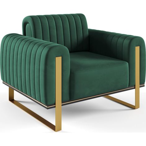 Selsey Parissa - Sessel, Samt Grün goldene Füße, 106 cm (1/5)