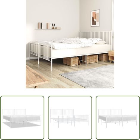vidaXL Lit avec espace de rangement - Cadre de lit métal sans matelas et pied de lit blanc 200x200 cm (1/5)