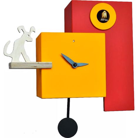 Orologio a Cucù da Parete 25X23X12Cm Pirondini Italia The Guardian Arancio Giallo e Rosso