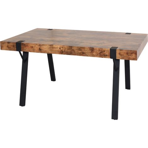 Tavolo sala da pranzo cucina HHG-741 75x150x90cm ferro verniciato MDF effetto legno