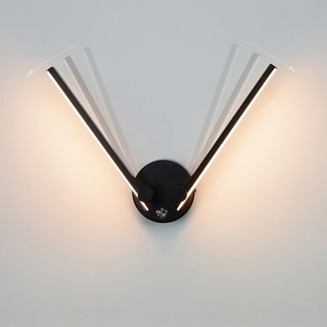 Lampe Murale Salle De Bains - 2 Bras Réglables 300° - 12 W LED - 73 Cm - Température Couleur 3000 K - Noir (1/5)
