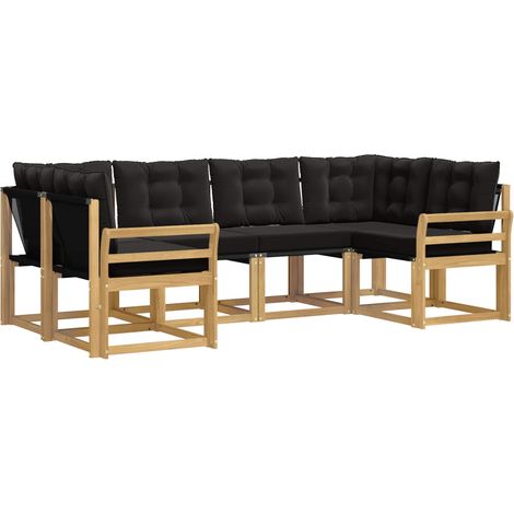 Conjunto de sofás de exterior con cojín 6 pcs Blanco y Negro vidaXL