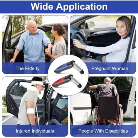 2pcs Poignée Ergonomique D'assistance De Porte Voiture Légère Et Solide Aide À La Mobilité Robuste Capacité 180kg Poignée Porte Voiture Portative pour Personnes Âgées (1/3)