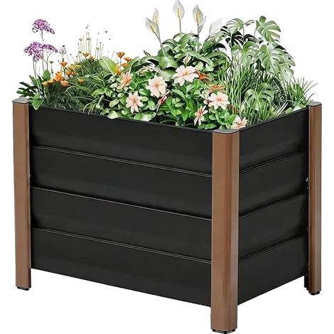Fioriera, sistema di drenaggio integrato, design moderno, 60x40x45 cm BK (1/2)