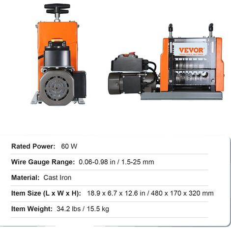 Machine à dénuder les fils électriques, 60W de puissance, compatibilité de fils polyvalente, 1.5-25mm 60W (1/2)
