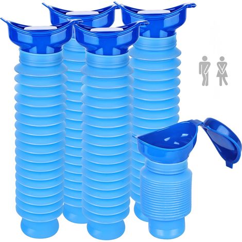 Lot de 5 urinoirs rétractables, 750 ml, urinoir d'urgence, réutilisables, pot urinoir portable, toilettes mobiles d'urgence, toilettes mobiles pour enfants, adultes, embouteillage, camping (1/5)