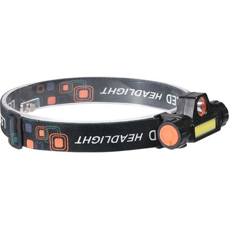 Ortviai Lampe frontale rechargeable Q5+COB, 4 modes, angle réglable 90°, aimant puissant, étanche IPX6, batterie 400 mAh