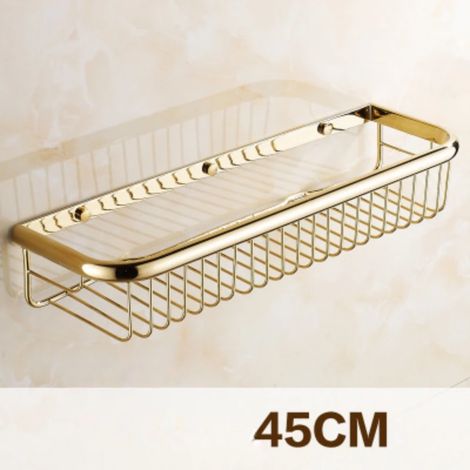 (Or 45 cm) Panier de rangement mural à un niveau en cuivre doré rose pour savon/éponge / accessoire de salle de bain (1/5)