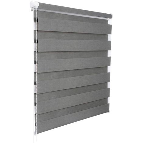 Tenda a rullo Zebra giorno e notte finestra traslucida o oscurante aspetto legno 70x150 cm grigio 190000812