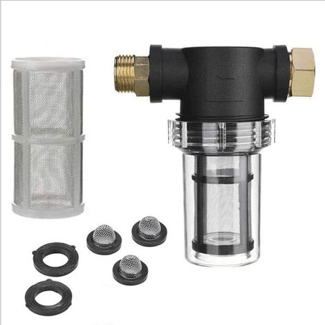 Filtre de tuyau d'arrosage pour entrée d'eau de nettoyeur haute pression, filtre en ligne pour sédiments, écran 40 mailles, 100 mailles supplémentaires (1/4)