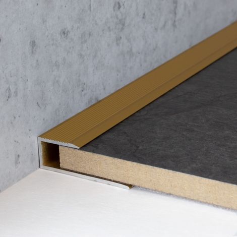 Einschubprofil "Barrie" für Laminat, 8,5 mm Einfasshöhe, Aluminium eloxiert, gebohrt-goldfarbig-1000 (1/2)