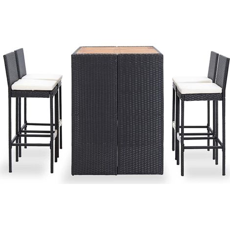 Maison Exclusive - Set da Bar da Giardino 5 pz Polyrattan e Legno di Acacia Nero (1/5)