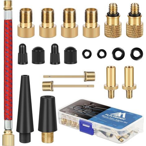 21 Piece Bicycle Pump Adapter, Bicycle Valve Adapter DV AV SV, Bicycle Pump Valve Connectors, Needle Adapters Ball Pump/Air Pumps/Compressor (1/5)