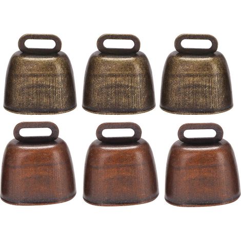 6 pièces métal Cow Bell, Cowbell Retro Bell pour Horse Sheep Grazing Copper, Cow Bells bruit Makers (1/5)