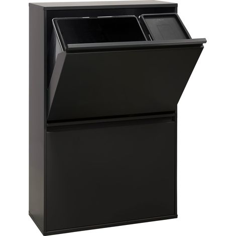 Poubelle de Recyclage Cuisine 4 Bacs 23+11+17+17 L 68 L Poubelle de Tri Sélectif 4 Rangements Meuble Poubelle en Acier 4 Seaux avec Seau de 23 L pour Emballages noir (1/5)
