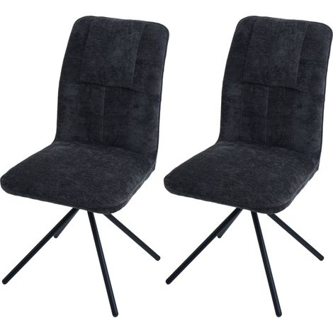 [NEUWERTIG] 2er-Set Esszimmerstuhl HHG-432, Küchenstuhl, drehbar Auto-Return, Stoff/Textil Chenille (340g/m²) Öko-Tex dunkelgrau