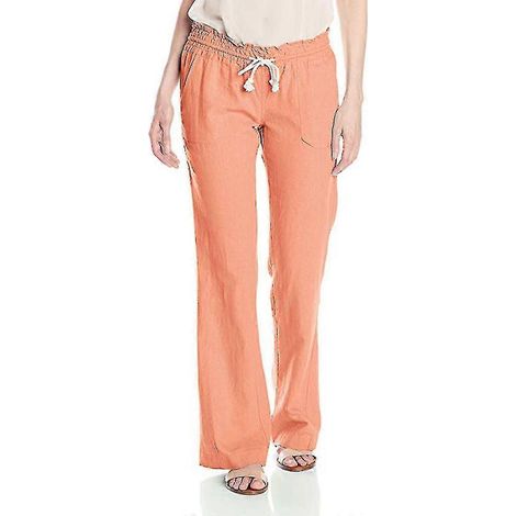 Damen-Strandhose aus Baumwoll-Leinen-Mischgewebe-XL-orange