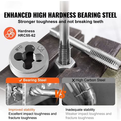 Coffret filière et taraud 40 pièes acier à roulement HRC55-62 M3 à M12, outil de filetage mâle femelle avec étui de rangement et accessoires (1/5)
