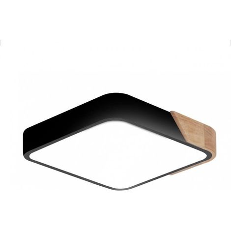 IluminaShop - Plafon LED Cuadrado Madera Natural Negro Regulable CCT 24W 2400LM con Mando a Distancia  3000+4000+6000 (1/5)