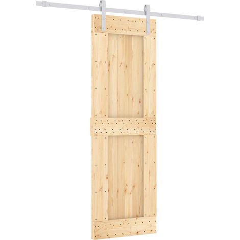 Sliding Door Natural and White 70 x 210 cm Solid Pine Wood vidaXL (1/5)