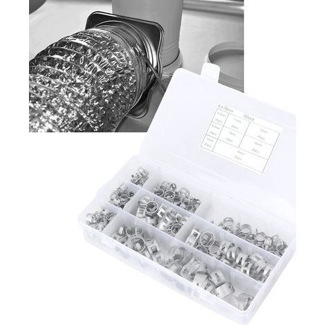 160 Pièces Colliers de Serrage Inoxydable 304 Argent pour Tuyaux Carburant Diesel Essence