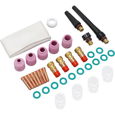 Kit d'accessoires pour pistolet de soudage TIG WP17/18/26 (38 pièces) : guide-buse en céramique pour petit écran, pince à électrodes, doigt isolé thermiquement (1/5)