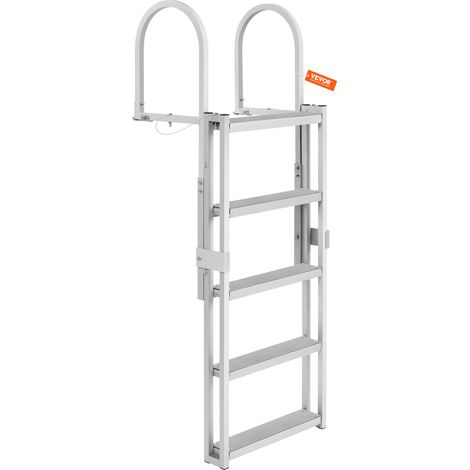VEVOR Echelle de quai retractable 5 marches, capacite de charge 350 lb 158 kg, echelle de bateau ponton alliage dealuminium hauteur reglable 1700-2005 mm marche 101 mm pour embarquement bateau piscine