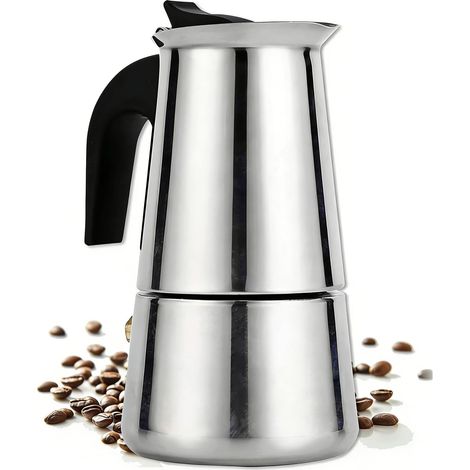 Kaffeemaschine im italienischen Stil, 12 Tassen, Edelstahl, geeignet für Gas-, Induktions- und Keramikkochfelder, intensiver Kaffee