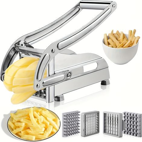 Hachoir à légumes, Coupe-frites, Trancheur à fruits en acier inoxydable, Découpe-frites, Trancheur à pommes de terre (1/5)