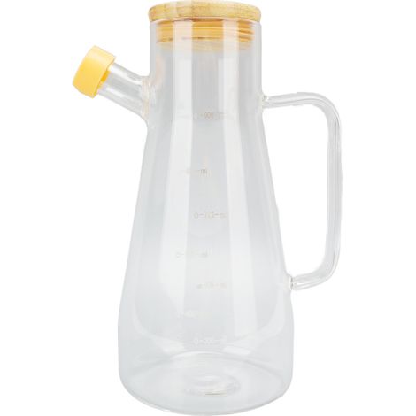 Bouteille d'huile en verre borosilicate haute densité, graduée et résistante à la poussière, avec poignée ergonomique, 900 ml. Distributeur de vinaigre en verre transparent avec poignée ergonomique po (1/5)