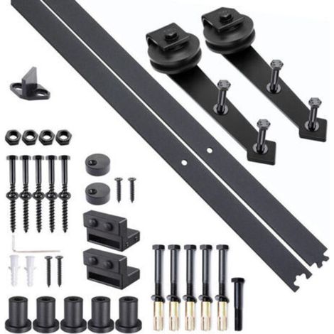 Porte coulissante système galandage pour épaisseur de porte 35–45 mm, largeur maximale 100 cm, charge maximale 100 kg, en acier couleur brun foncé (1/5)