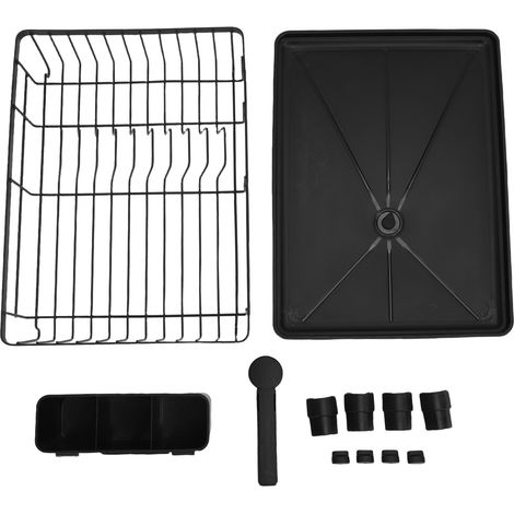 Abtropfgestell aus Eisen, effizientes Abtropfsystem, platzsparendes Utensil, für Küchenarbeitsplatte, Wohnung, schwarz. (1/5)