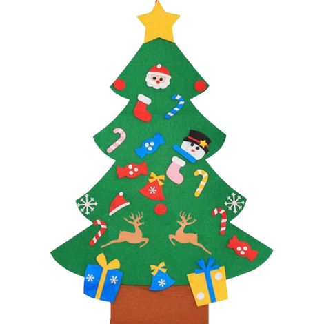 Arbol De Navidad De Fieltro - Para Niños - Decoración Navideña Para Pared - Kit De Manualidades - 1 Unidad (1/5)
