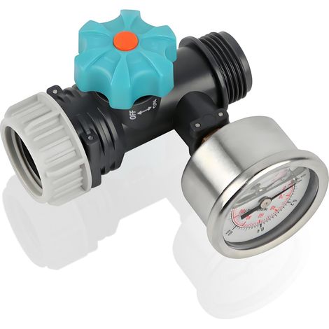 Vanne de régulation de pression d'eau avec manomètre, réglable jusqu'à 1 MPa max., filetage G3/4 pouce pour systèmes d'irrigation de jardin, arroseurs, systèmes d'irrigation goutte à goutte et canalis (1/5)
