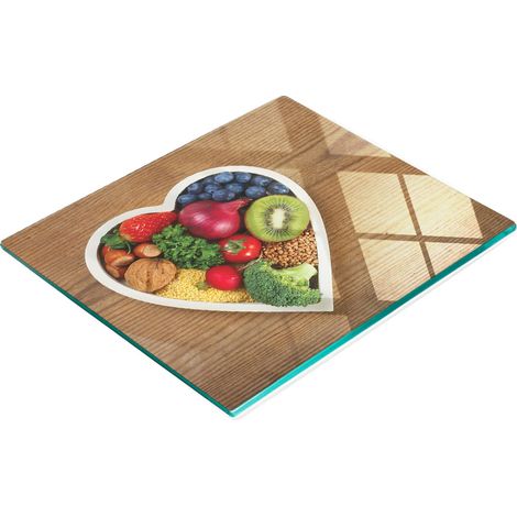 Piatto decorativo multifunzionale da cucina in legno temperato con motivo a cuori e verdure, 60x52 cm (1/5)