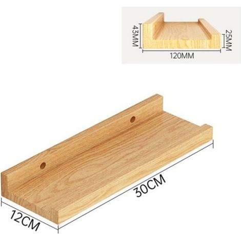 Étagère Murale - Bois - 30 Cm - Pour Salon Cuisine Chambre Salle De Bain - 1 Pièce (1/5)