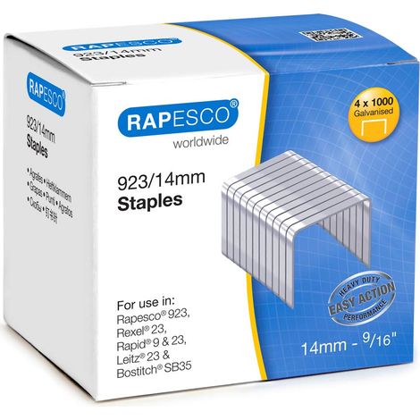 Rapesco S92314Z3 Punti Galvanizzati 923/14 mm, Tipo 23, Confezione da 4000 (1/2)