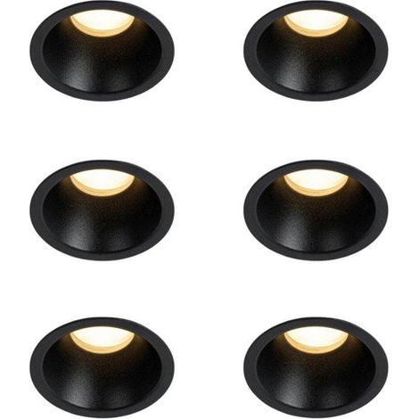 QAZQA Dept Spot encastrable - lot de 6 - 7.8x7.8x6.5cm - à intensité réglable - IP44 - Rond - Noir (1/5)