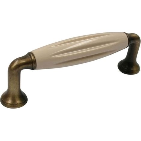 Poignée porcelaine/zamac - Décor : Bronze - Entraxe : 96 mm - Hauteur : 37 mm - Largeur : 19 mm - Longueur : 114 mm - Matériau : Zamac - SIRO