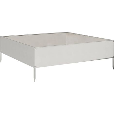 Vassoio per fioriera aiuola rialzata piante fiori terrazza giardino giardino 100 x 100 x 33,5 cm acciaio inossidabile Argento 020039286